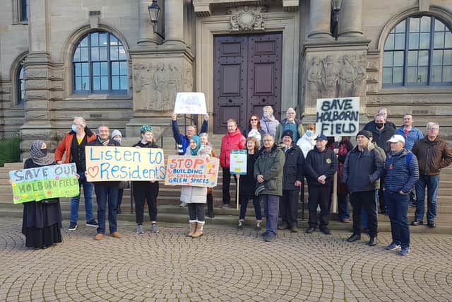 The demonstration outside South Shields Town Hall.