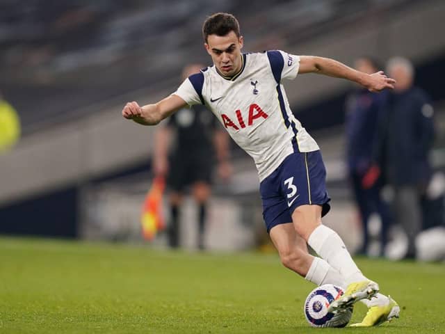 Tottenham Hotspur left-back Sergio Reguilon is facing a race against time to be fit for this weekend's trip to Newcastle United. (Photo by JOHN WALTON/POOL/AFP via Getty Images)