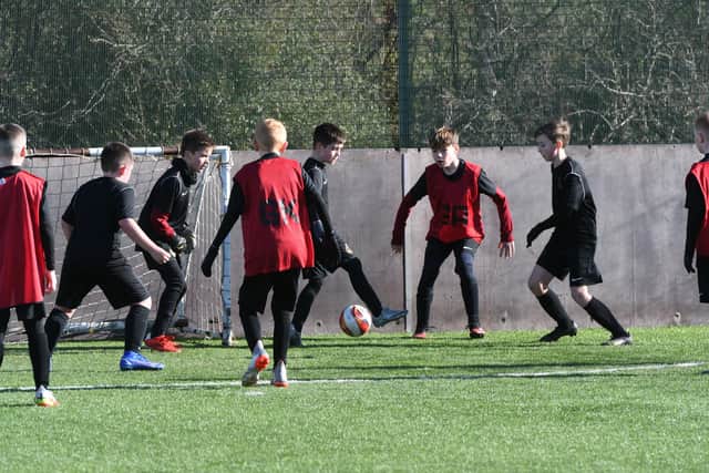 Action from a charity marathon five-a-side football match at Harton & Westoe Miners Welfare, on Friday.
