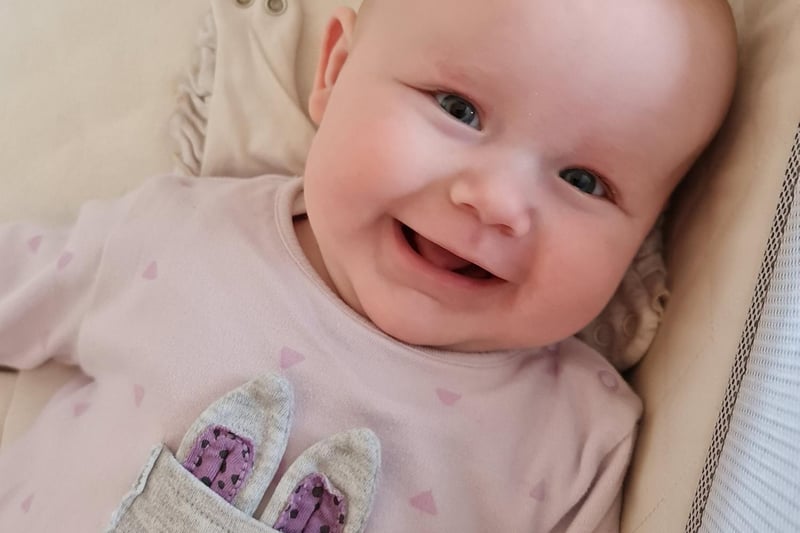 Lindsay Shiner, said: "Darcey Belle Wood born 22nd October 2020 weighing 7lb 7oz. 5 months old on Monday,  my little rainbow baby."