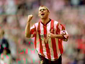 16 Sep 2000:  Kevin Phillips of Sunderland celebrates during the FA Carling Premiership match against Derby County at the Stadium of Light in Sunderland, England.  Sunderland won the match 2-1. \ Mandatory Credit: Tom Shaw /Allsport