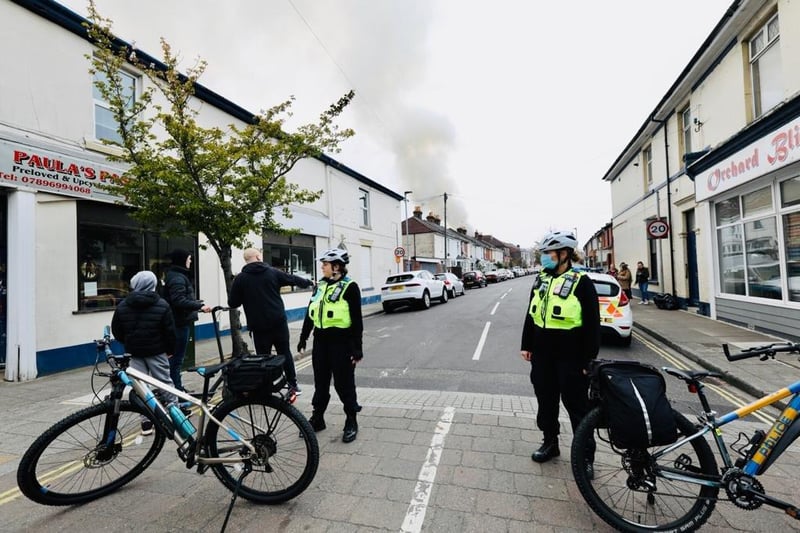 A fire has broken out in Goldsmith Avenue, Southsea, Portsmouth, on April 28. Picture: Chris Moorhouse