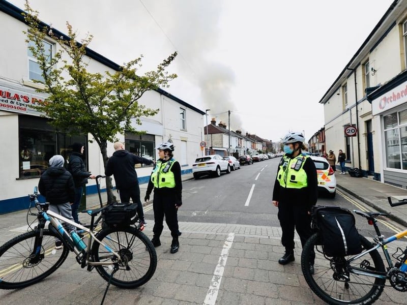 A fire has broken out in Goldsmith Avenue, Southsea, Portsmouth, on April 28. Picture: Chris Moorhouse