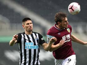 Chris Wood playing for Burnley against Newcastle United (Photo by Scott Heppell - Pool/Getty Images)