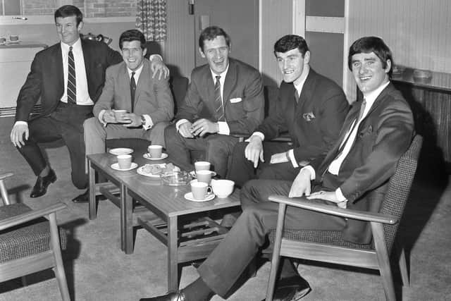 Jim Baxter on the right along with George Mulhall, George Herd, George Kinnell, and Neil Martin in 1967. Jim Baxter made more than 80 appearances for Sunderland.