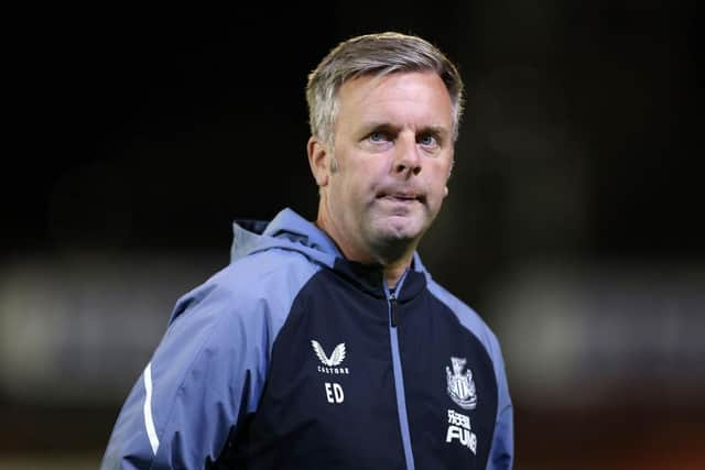 Newcastle United coach Elliot Dickman at Oakwell.