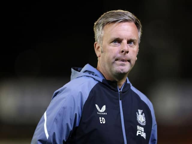 Newcastle United coach Elliot Dickman at Oakwell.