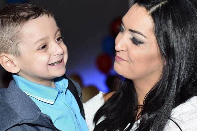 Bradley Lowery, pictured with mum Gemma, at his sixth birthday party.
