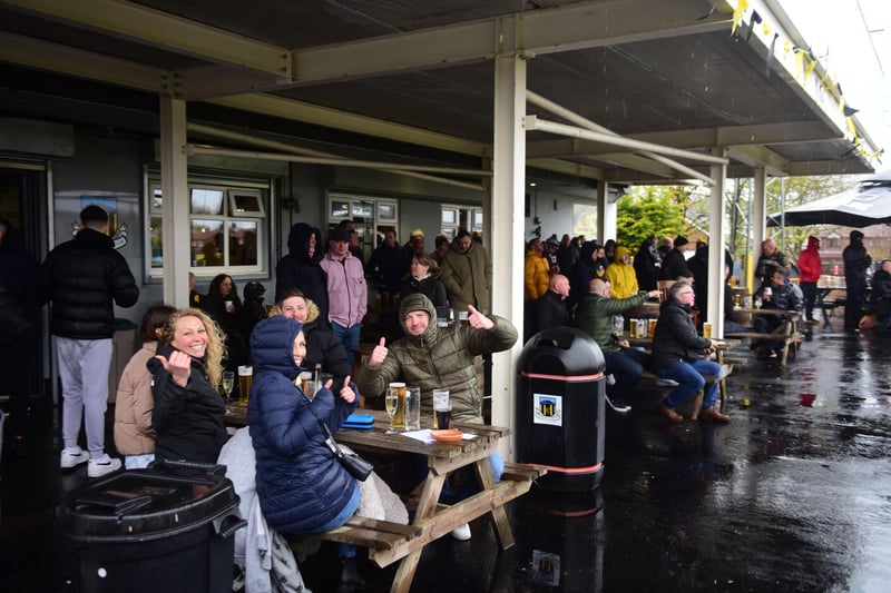 Fans watching Hebburn Town v Consett on the big screen at Hebburn Sports Club