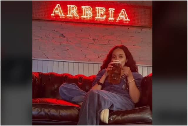 Jade Thirlwall enjoying a drink in her South Shields bar Arbeia.