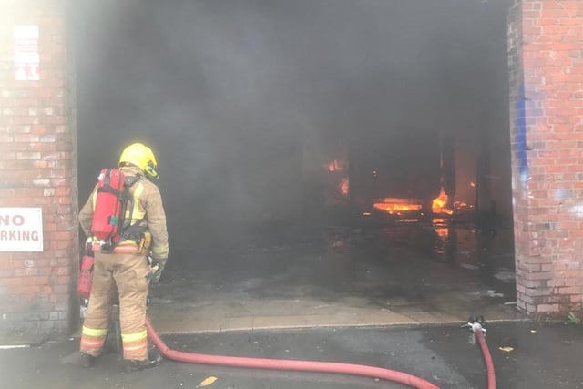 It took over 25 firefighters and seven appliances "several hours" to bring the blaze under control.

Photograph: TWFRS