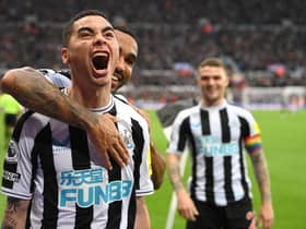 Newcastle United's Miguel Almiron celebrates his stunning goal against Aston Villa last weekend.