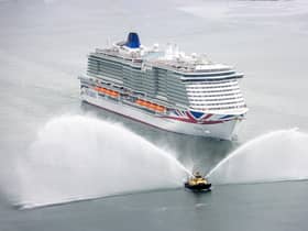 Britain’s largest and most environmentally-friendly cruise ship,  Iona, arrives into her home port of Southampton ahead of her naming ceremony