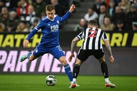 Leicester City midfielder Harvey Barnes in action against Newcastle United (Photo by PAUL ELLIS/AFP via Getty Images)