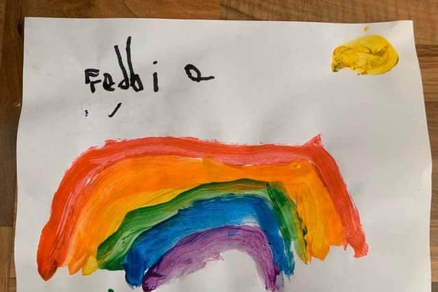 Eddie's rainbow picture to bring a smile during the coronavirus outbreak.