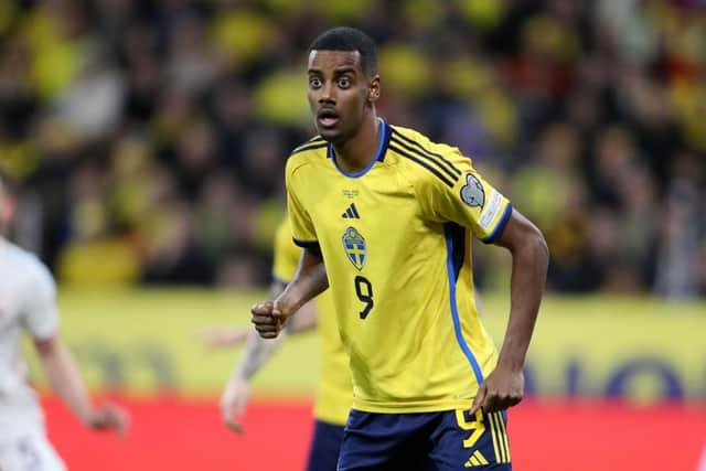 Newcastle United striker Alexander Isak in action against Belgium last week.