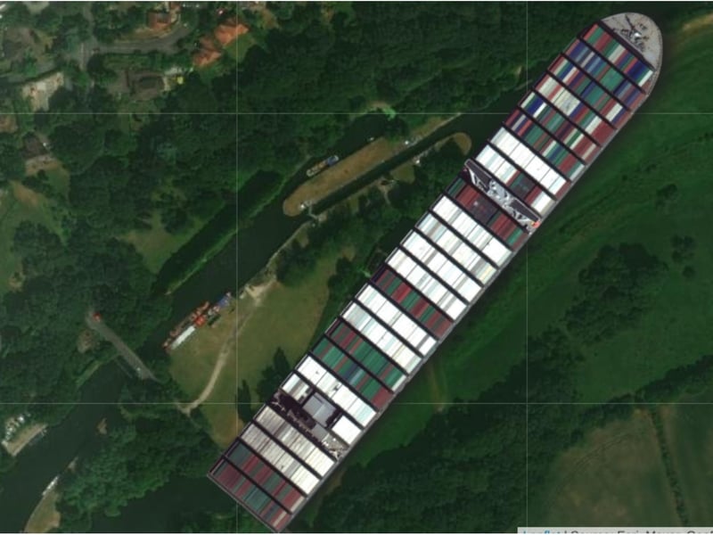 If it got stuck in the Suez Canal, it would certainly get lodged in Sprotbrough Lock!