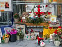 A memorial to the victims of the Manchester Arena bombing at Victoria Station in Manchester.