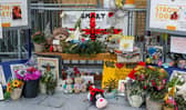 A memorial to the victims of the Manchester Arena bombing at Victoria Station in Manchester.