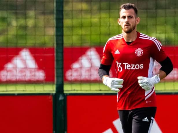 MANCHESTER, ENGLAND - SEPTEMBER 02: (EXCLUSIVE COVERAGE) Martin Dubravka of Manchester United in action during a first team training session at Carrington Training Ground on September 02, 2022 in Manchester, England. (Photo by Ash Donelon/Manchester United via Getty Images)