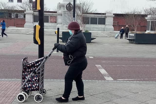 A woman wearing a face-covering in Hartlepool.