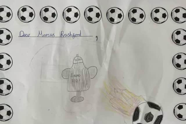 Youngsters at St Bede's RC Primary have showed their support for the players who were subject to racist abuse.
