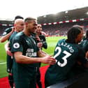 Allan Saint-Maximin celebrates his goal against Southampton.