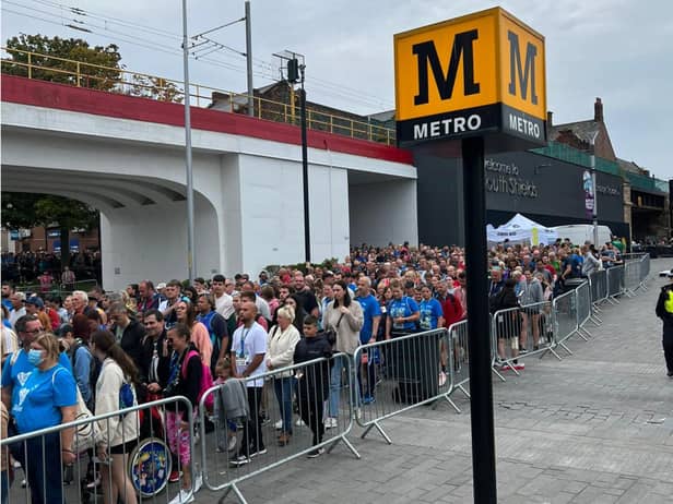 Crowd control was in place in South Shields on Sunday.