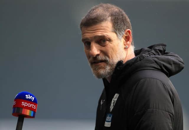 WEST BROMWICH, ENGLAND - DECEMBER 06: Slaven Bilic, Manager of West Bromwich Albion is interviewed after the Premier League match between West Bromwich Albion and Crystal Palace at The Hawthorns on December 06, 2020 in West Bromwich, England. The match will be played without fans, behind closed doors as a Covid-19 precaution. (Photo by Mike Egerton - Pool/Getty Images)