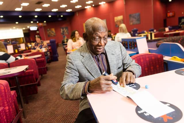 Winston, 82, enjoys a tester game of bingo ahead of clubs re-open on May 17 following the easing of coronavirus restrictions.