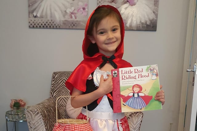 Anna, 6 dressed as Little Red Riding Hood.