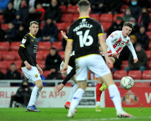 Nathan Broadhead goes close in the second half at the Stadium of Light