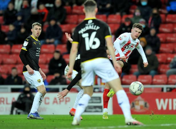 Nathan Broadhead goes close in the second half at the Stadium of Light