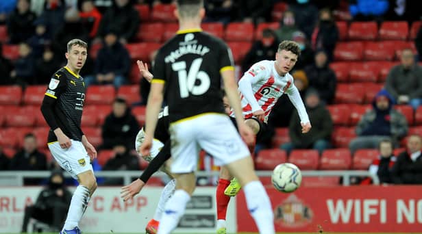 Nathan Broadhead goes close in the second half at the Stadium of Light