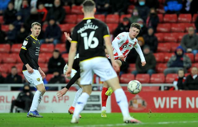 Nathan Broadhead goes close in the second half at the Stadium of Light