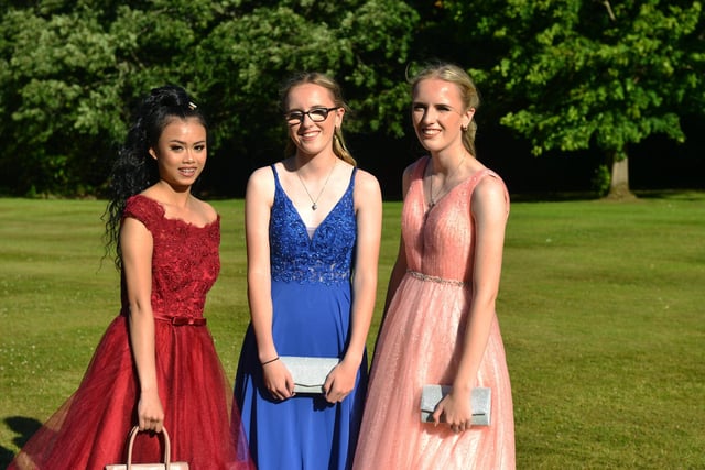 Year 11 girls arrived in an array of prom dresses.
