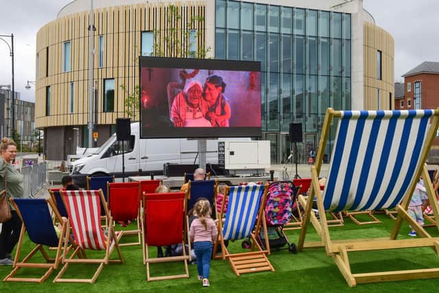 Enjoying the open air cinema at South Shields Market on Saturday, July 30.