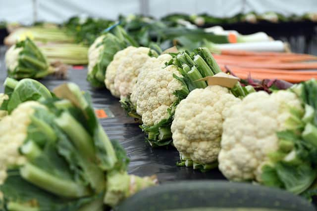 Produce at a previous Monkton Leek, Vegetable and Floral Society show.