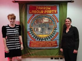 Angela Rayner and Kate Osborne with the Jarrow Constituency party banner