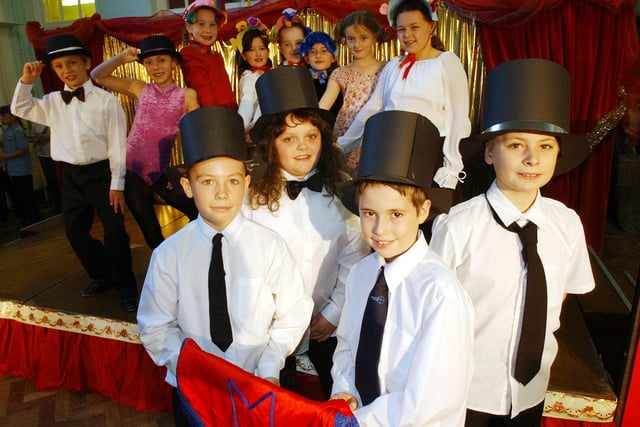 What a performance" Pupils put on an Edwardian Christmas music hall show in 2003.
