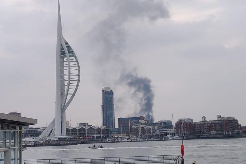 A fire has broken out in Goldsmith Avenue, Southsea, Portsmouth, on April 28. The view from Gosport. Picture: Carl Selwood