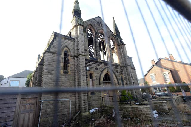 The former church on Jarrow's Bede Burn Road has looked like this since it was set alight in November 2017.