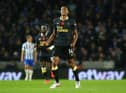 Isaac Hayden celebrates his goal.
