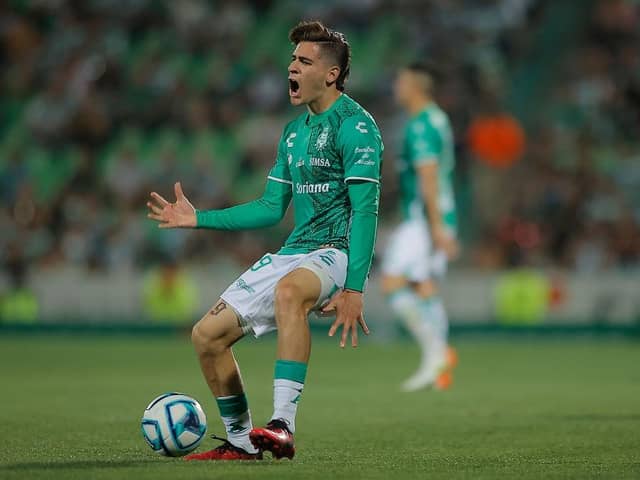Santiago Muñoz of Santos reacts during the 9th round match between Santos Laguna and Puebla as part of the Torneo Clausura 2023 Liga MX at Corona Stadium on February 26, 2023 in Torreon, Mexico. (Photo by Manuel Guadarrama/Getty Images)