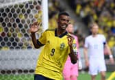 Sweden's forward Alexander Isak reacts during the FIFA World Cup Qualifier football match Sweden vs Czech Republic in Solna, on March 24, 2022. (Photo by Jonathan NACKSTRAND / AFP) (Photo by JONATHAN NACKSTRAND/AFP via Getty Images)