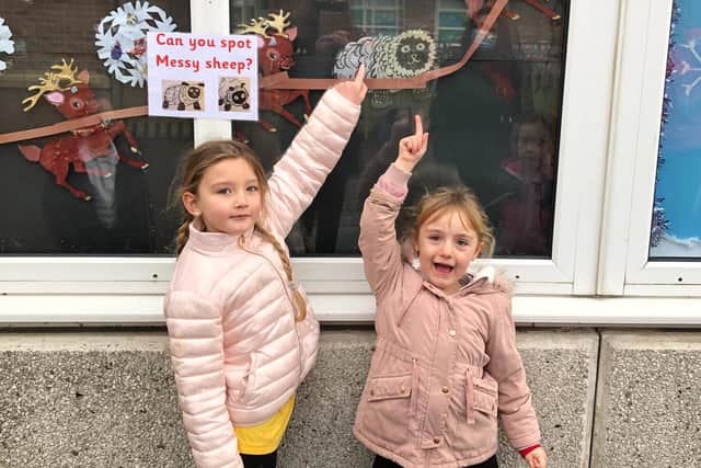 There's one! These Jarrow Cross students have spotted one of the school's "messy sheep". Picture courtesy of Jarrow Cross.