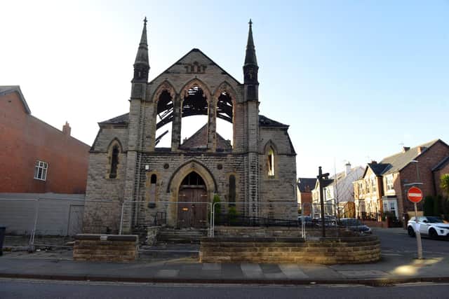 The church has been a shell since the November 2017 fire.