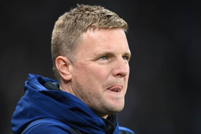 Newcastle manager Eddie Howe looks on during the Premier League match between Newcastle United  and  Everton at St. James Park on February 08, 2022 in Newcastle upon Tyne, England. (Photo by Stu Forster/Getty Images)