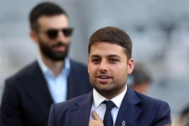 Newcastle United co-owner Jamie Reuben arrives prior to the Premier League match between Newcastle United and Arsenal at St. James Park on May 16, 2022 in Newcastle upon Tyne, United Kingdom. (Photo by Joe Prior/Visionhaus via Getty Images))