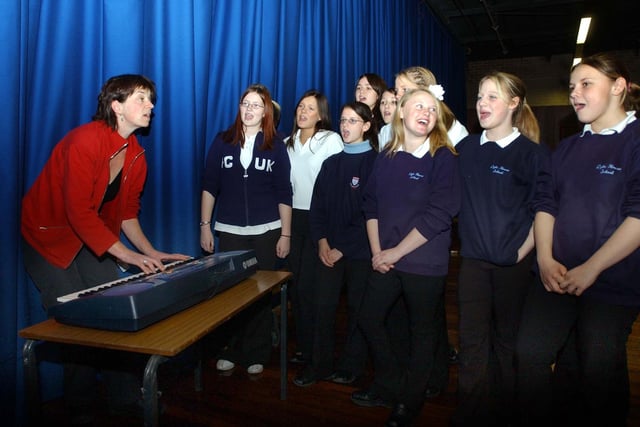 A 2003 singing lesson was pictured at Dyke House in 2003. Are you one of the pupils testing your singing skills?